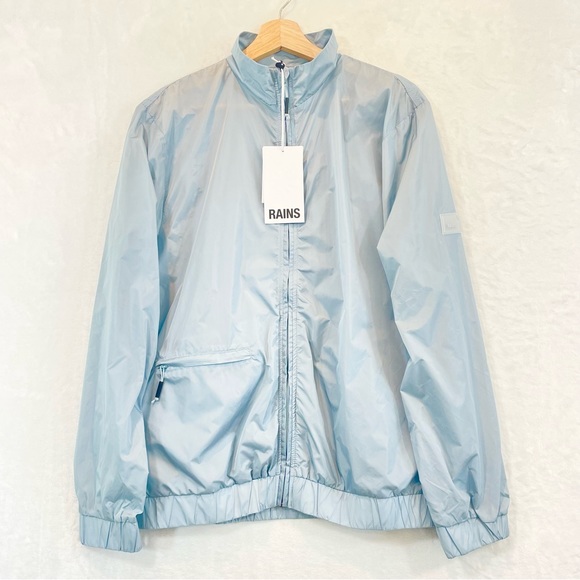 Rains Track Jacket Windbreaker Unisex Sky Blue Size Small Womens Mens NWOT - Picture 2 of 16